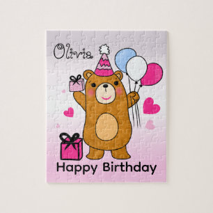 Personalisierter Happy Birthday Teddybär Puzzle