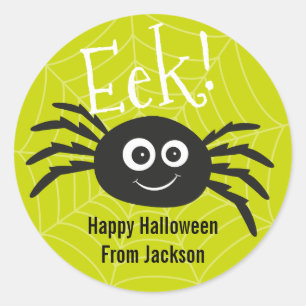 Personalisierter Happy Hallowen Spider Round-Aufkl Runder Aufkleber