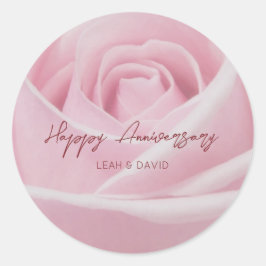 Personalisierter Happy Jubiläumsrosa Runder Aufkleber