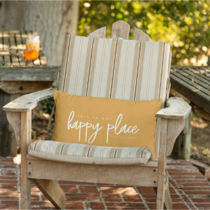 Personalisierter "Happy Place" Text Benutzername o Kissen Für Draußen
