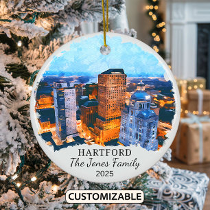 Personalisierter Hartford-Schmuck, Bundesstaat Con Keramik Ornament
