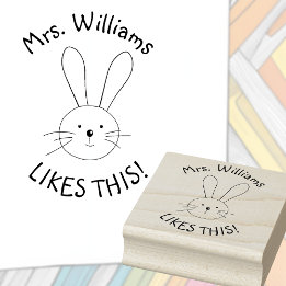 Personalisierter Hase Kaninchen Lehrer Lob Gummistempel