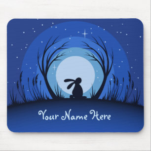 Personalisierter Hase, Kaninchen, Mondlicht-Silhou Mousepad