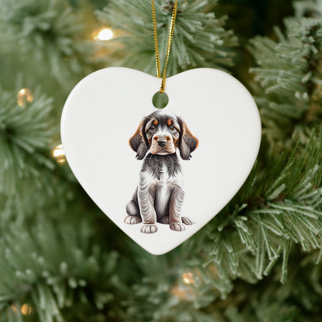 Personalisierter Hasenpuppy Keramik Ornament (Baum)