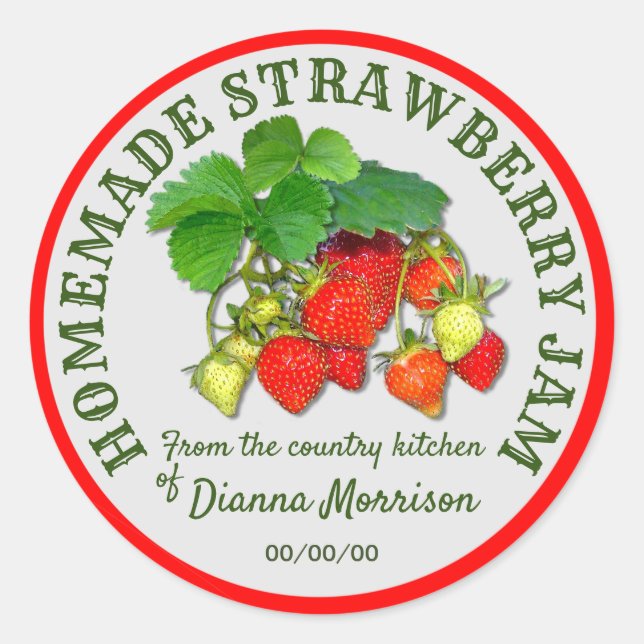 Personalisierter, hausgemachter Strawberry-Konfekt Runder Aufkleber (Vorderseite)