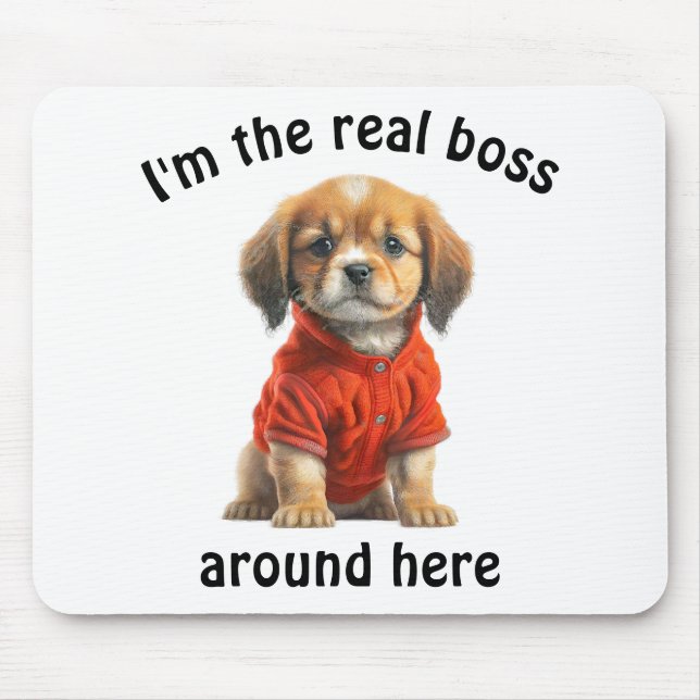 Personalisierter Haustier-Foto Boss Hund Mousepad (Vorne)