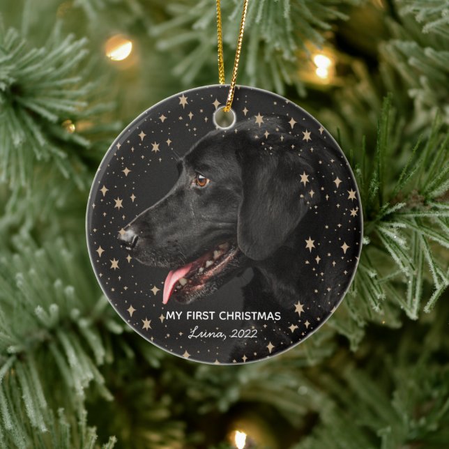 Personalisierter Haustier Hund Welpen Urlaub Foto  Keramik Ornament (Baum)