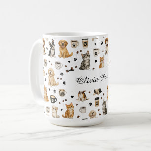 Personalisierter Haustier- und Kaffeepattern mit i Kaffeetasse