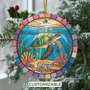 Personalisierter Hawaii-Ornament, Meeresschildkröt Keramik Ornament