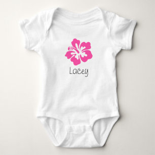 Personalisierter hawaiianischer Blume Hibiskus Ros Baby Strampler