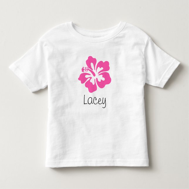 Personalisierter hawaiianischer Blume Hibiskus Ros Kleinkind T-shirt (Vorderseite)