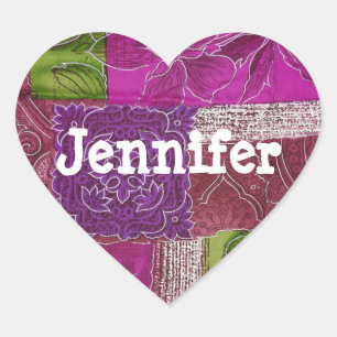 Personalisierter Heart Shaped Lila Quilt Sticker