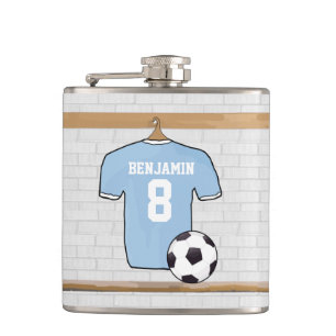 Personalisierter hellblauer Fußball-Fußball Jers Flachmann