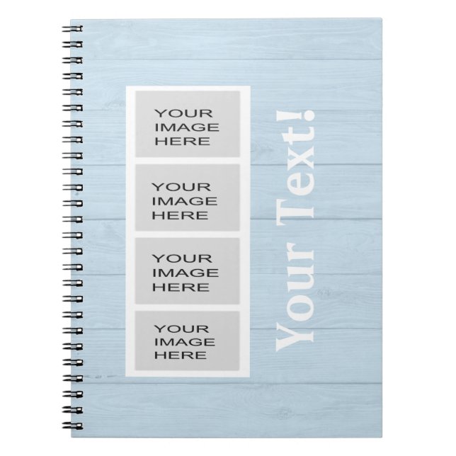 Personalisierter hellblauer hölzerner Foto-Stand Notizblock (Vorderseite)