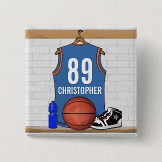 Personalisierter hellblauer orange Basketball Button