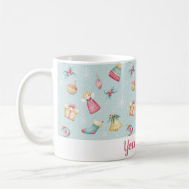 Personalisierter hellblauer Weihnachtsbecher Kaffeetasse