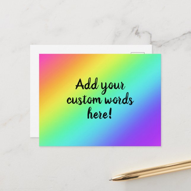 Personalisierter, heller Regenbogen Postkarte (Vorderseite/Rückseite Beispiel)
