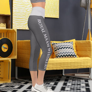 Personalisierter, hellgrauer, dunkelgrauer Textspa Capri Leggings