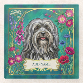 Personalisierter hellgrauer Lhasa Apso Glasunterse Glasuntersetzer
