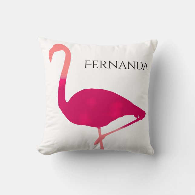 Personalisierter, hellrosa Flamingo Kissen (Vorderseite)