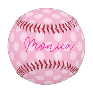 Personalisierter hellrosa Polka Dot Baseball