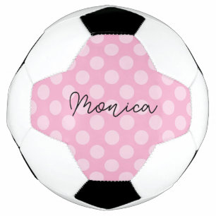Personalisierter hellrosa Polka Dot Fußball