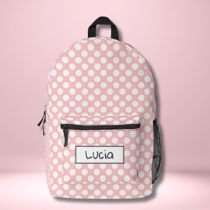 Personalisierter hellrosa und weißer Tupfen  Bedruckter Rucksack