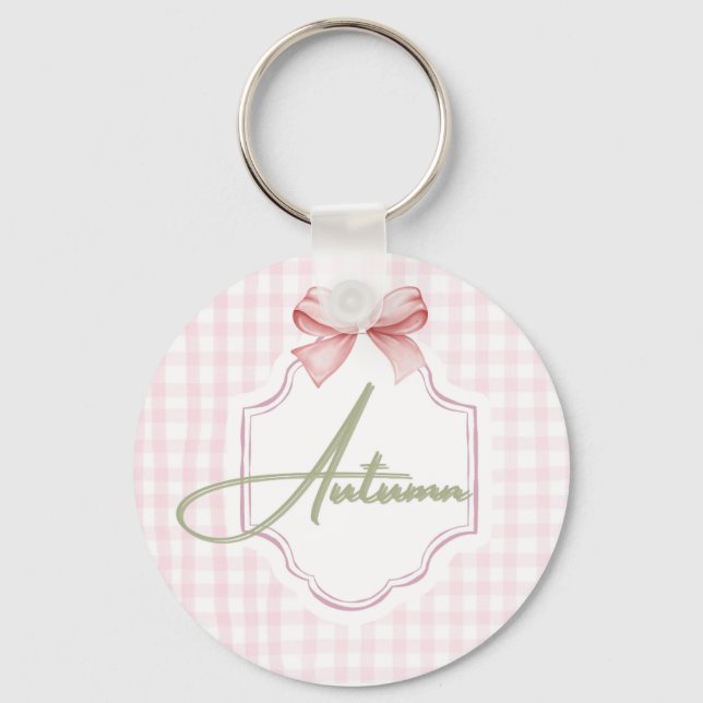 Personalisierter Herbst Baby Girl Kinderzimmer Bow Schlüsselanhänger (Vorderseite)
