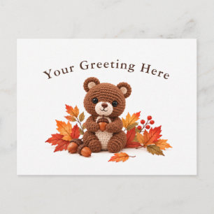 Personalisierter Herbst-Häkel-Braunbär Postkarte