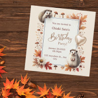 Personalisierter Herbst Igel Geburtstag Einladung