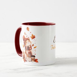 Personalisierter Herbst-Katzenbecher | Benutzerdef Tasse