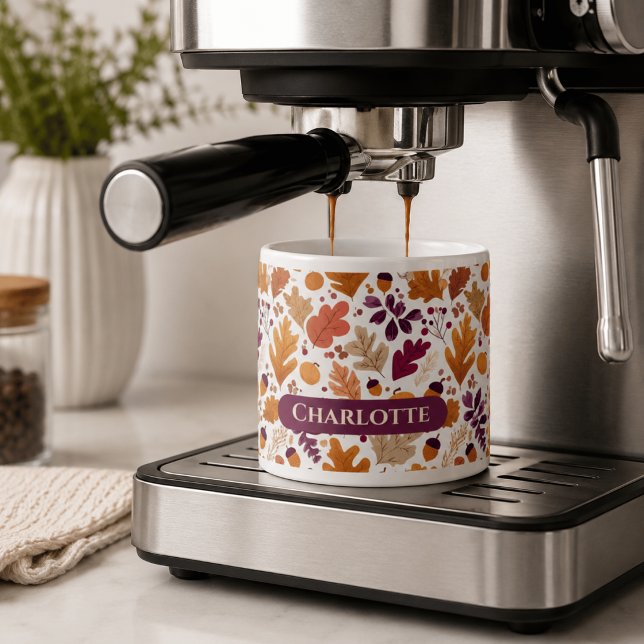 Personalisierter Herbst - Name der Herbstleaves un Espressotasse (Von Creator hochgeladen)