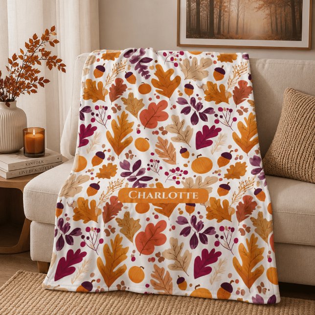 Personalisierter Herbst - Name der Herbstleaves un Fleecedecke (Von Creator hochgeladen)