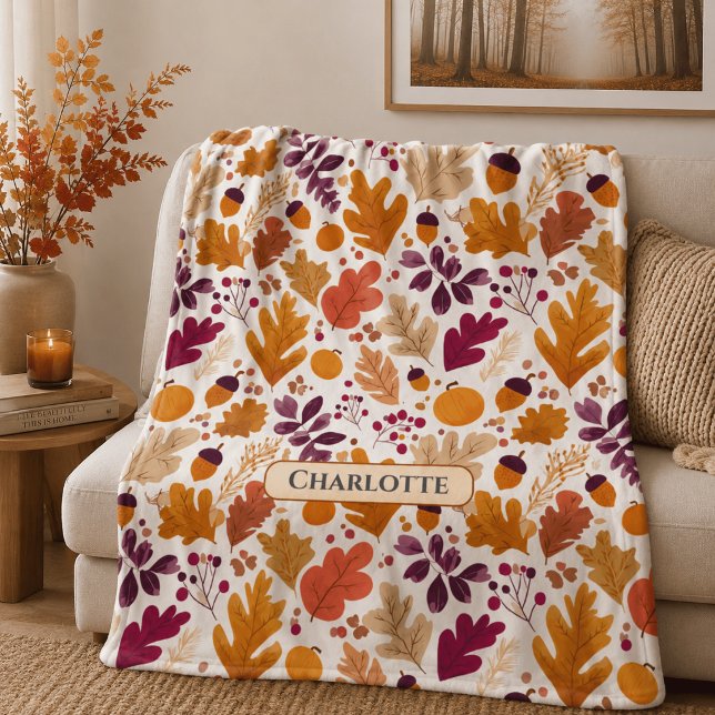 Personalisierter Herbst - Name der Herbstleaves un Fleecedecke (Von Creator hochgeladen)