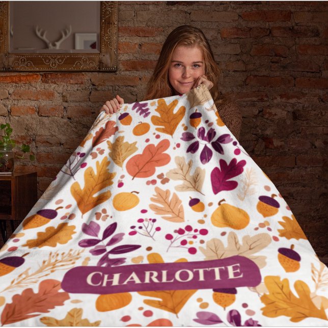 Personalisierter Herbst - Name der Herbstleaves un Fleecedecke (Von Creator hochgeladen)
