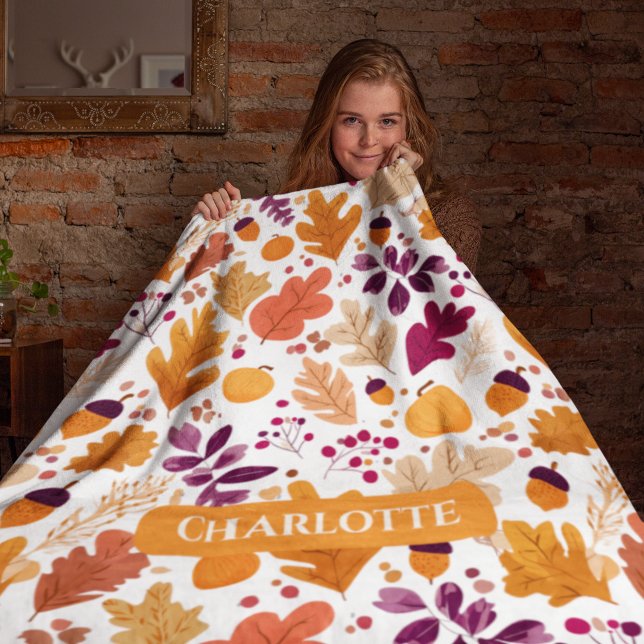 Personalisierter Herbst - Name der Herbstleaves un Fleecedecke (Von Creator hochgeladen)