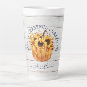 Personalisierter Herbst Pumpkin Sonnenblumen Latte Milchtasse