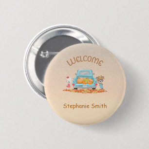 Personalisierter Herbst Willkommensbären Pumpkins Button