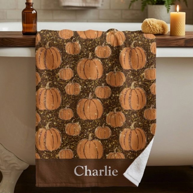 Personalisierter Herbstkürbis Badehandtuch (Von Creator hochgeladen)