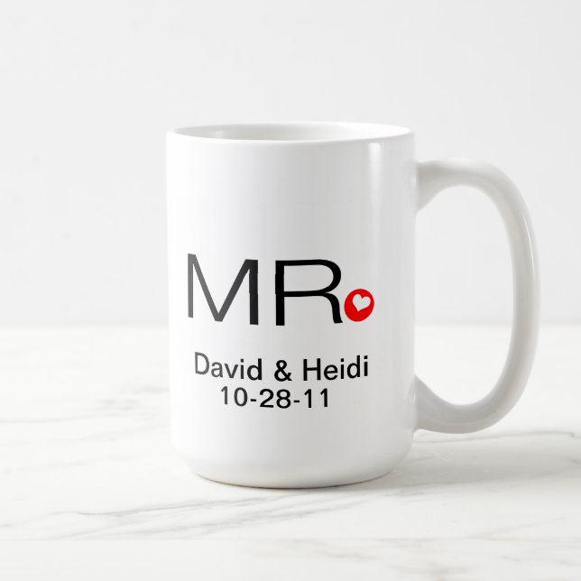 Personalisierter Herr und Frau Wedding Mug Kaffeetasse (Rechts)