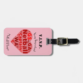 Personalisierter Herz-Entwurfnetball-Kapitän Gepäckanhänger