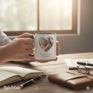Personalisierter Herz-Foto-Name-Tasse für beste Fr Tasse