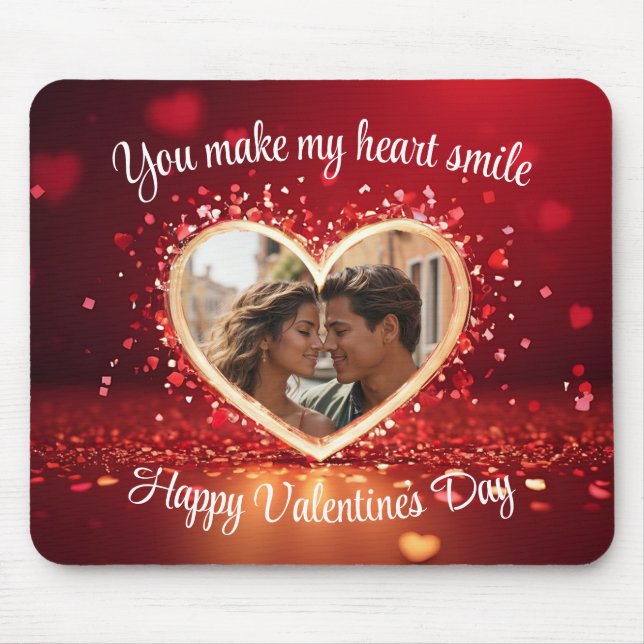 Personalisierter Herz-Fotorahmen Mousepad (Vorne)