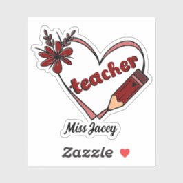 Personalisierter Herzlehrer Valentinstag Aufkleber