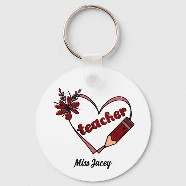 Personalisierter Herzlehrer Valentinstag Schlüsselanhänger (Vorderseite)