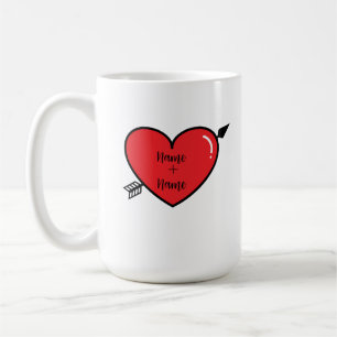 Personalisierter Herzname Kaffee Tasse. Tasse mit