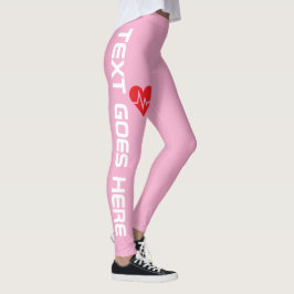 Personalisierter Herzschlag über Rosa Leggings