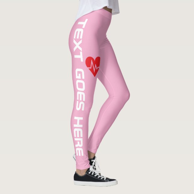 Personalisierter Herzschlag über Rosa Leggings (Rechts)