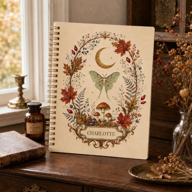 Personalisierter Hexen-Herbst-Luna-Mond  Planer (Personalized Witchy Autumn Luna Moth Planner)