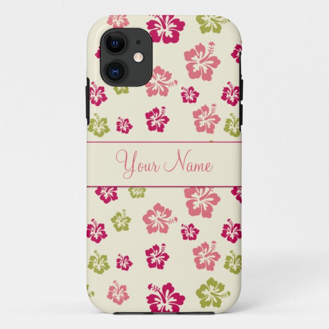 Personalisierter Hibiskus-Blumen-Muster-Fall Case-Mate iPhone Hülle (Rückseite)